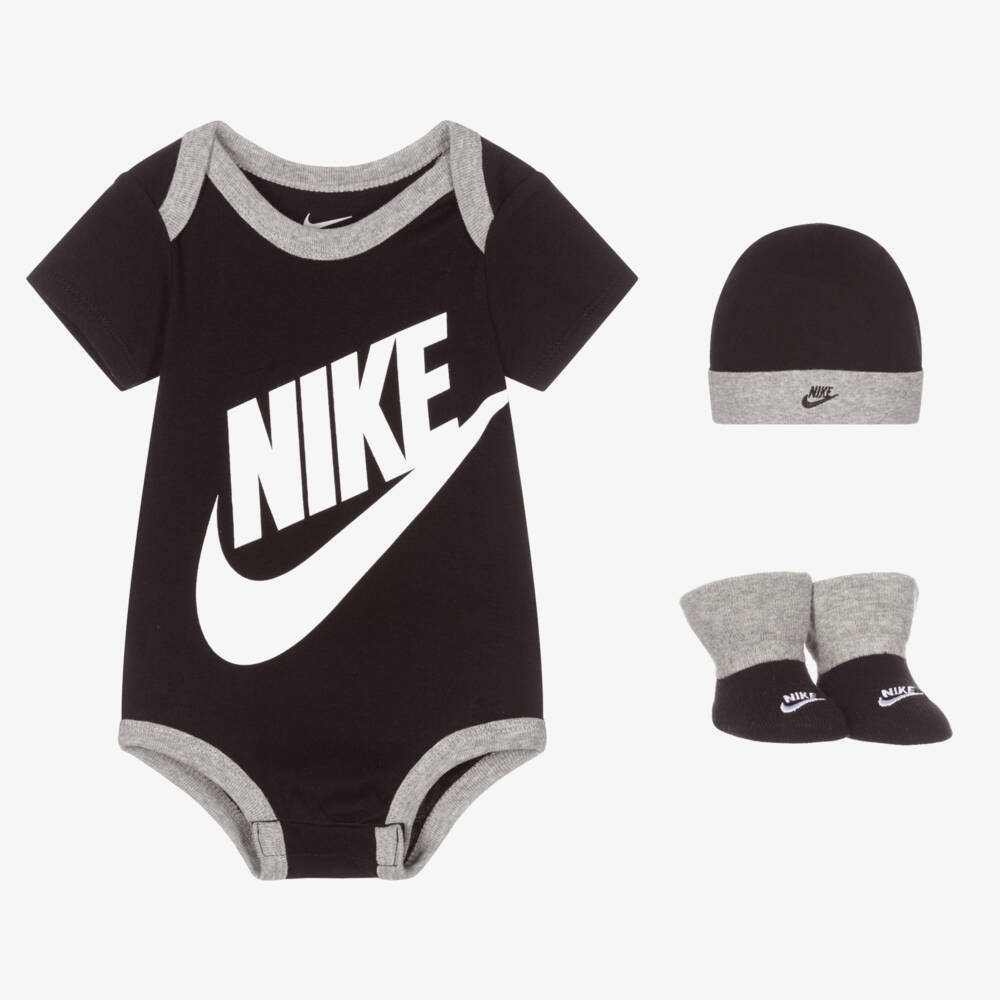 Nike-Baby Boys Black Cotton Bodyvest Set | Childrensalon Outlet