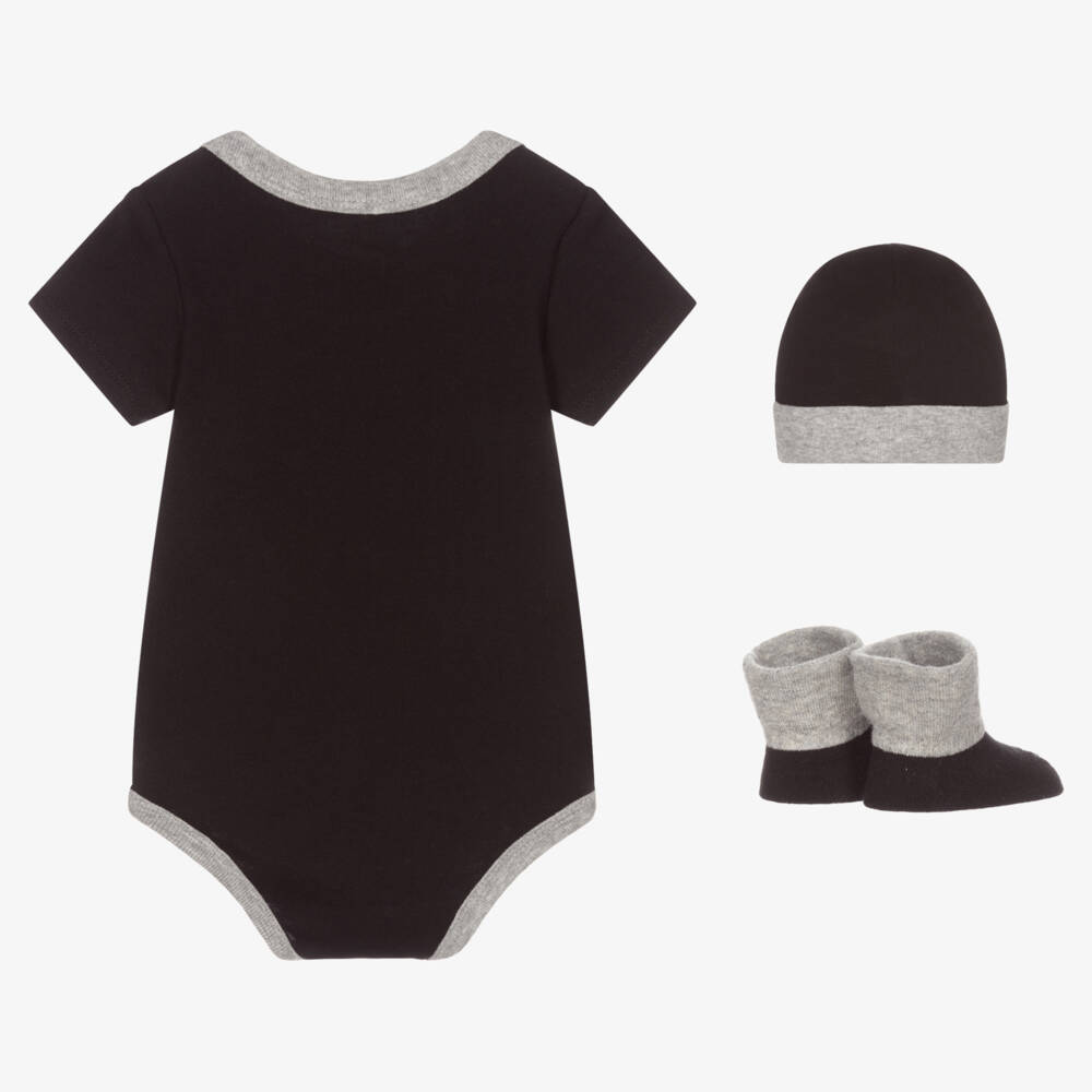 Nike-Baby Boys Black Cotton Bodyvest Set | Childrensalon Outlet