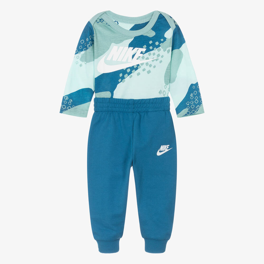 Nike - طقم بنطلون قطن لون أزرق مموّه للمواليد | Childrensalon