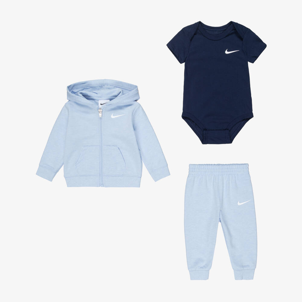Nike-Baby Boys Blue Jersey Swoosh Logo Tracksuit Set | Childrensalon Outlet
