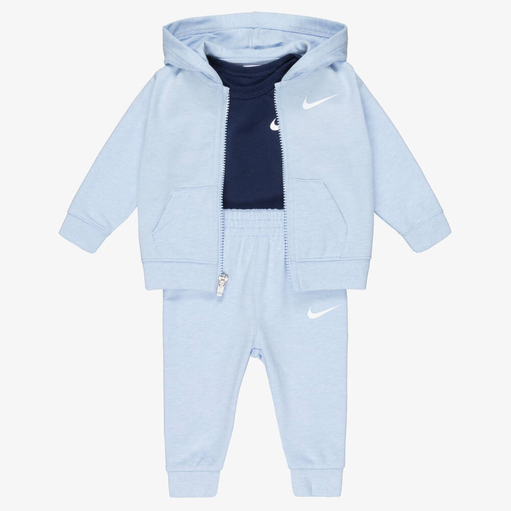 Nike-Baby Boys Blue Jersey Swoosh Logo Tracksuit Set | Childrensalon Outlet