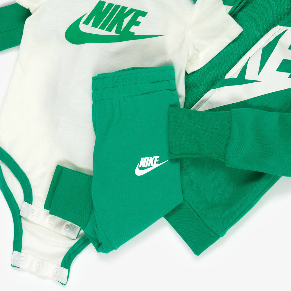 Nike-Baby Boys Green & Ivory Swoosh Logo Tracksuit Set | Childrensalon Outlet