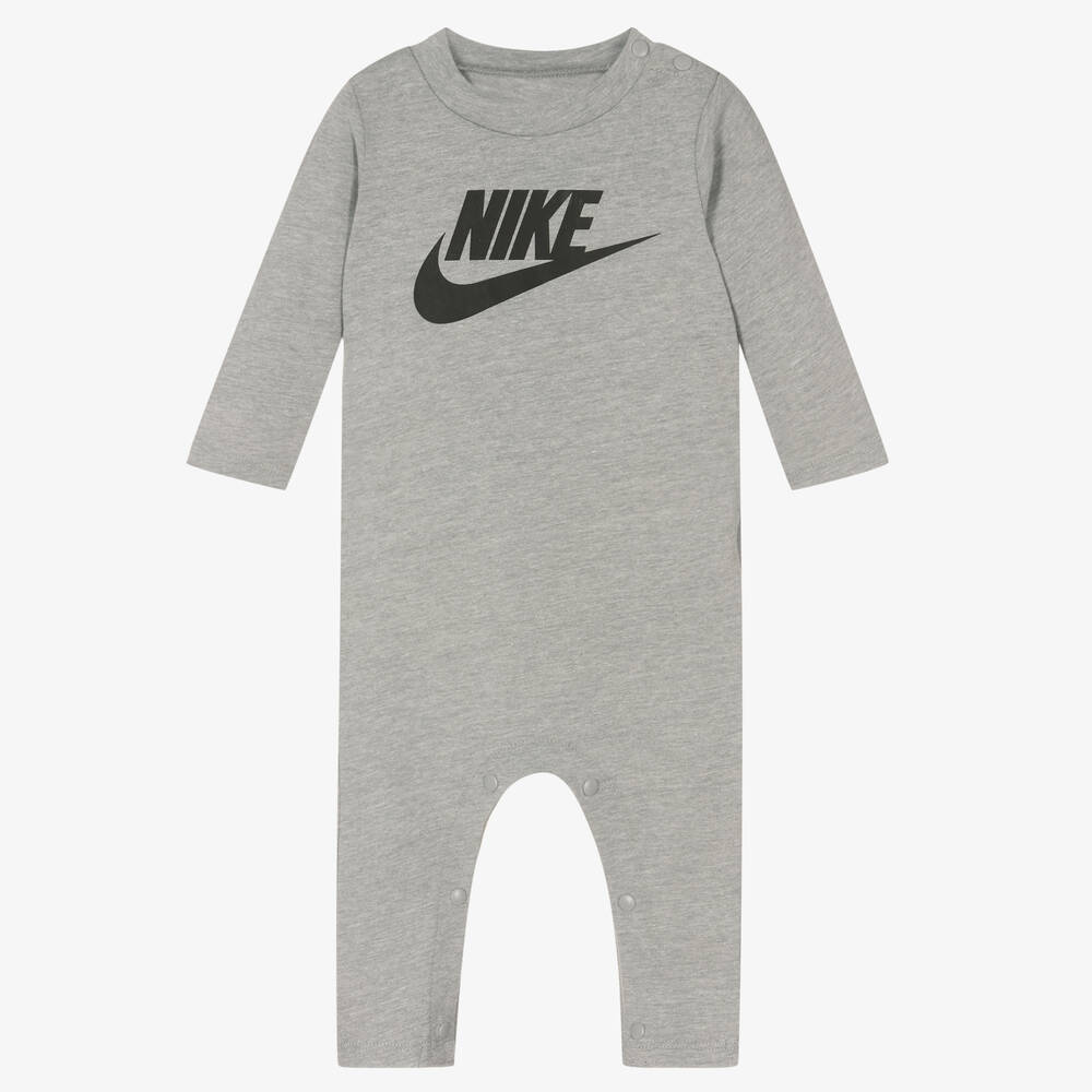 Nike - Baby Boys Grey Cotton Logo Romper | Childrensalon