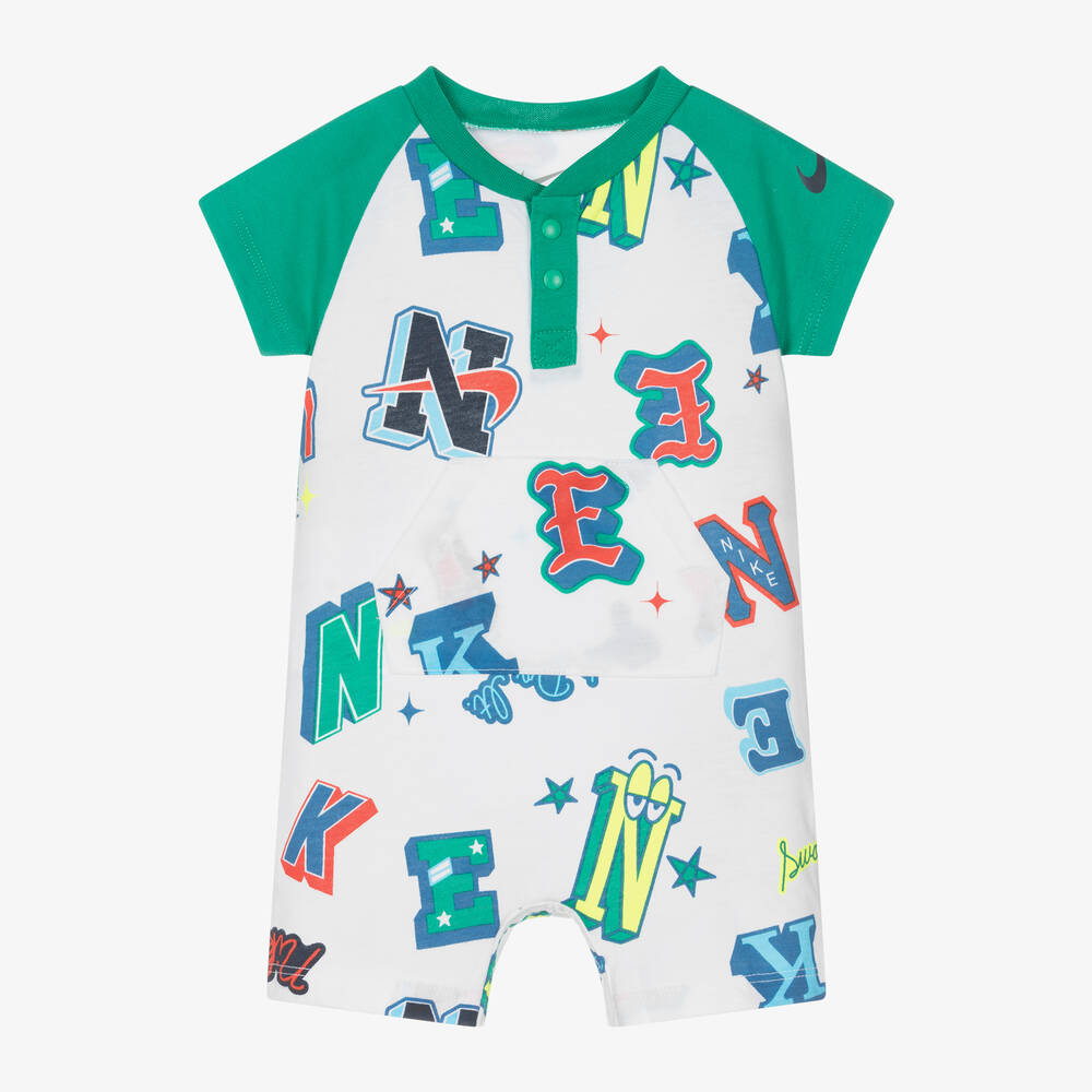 Nike-تبّان مزيج قطن جيرسي لون أبيض وأخضر للمواليد | Childrensalon Outlet