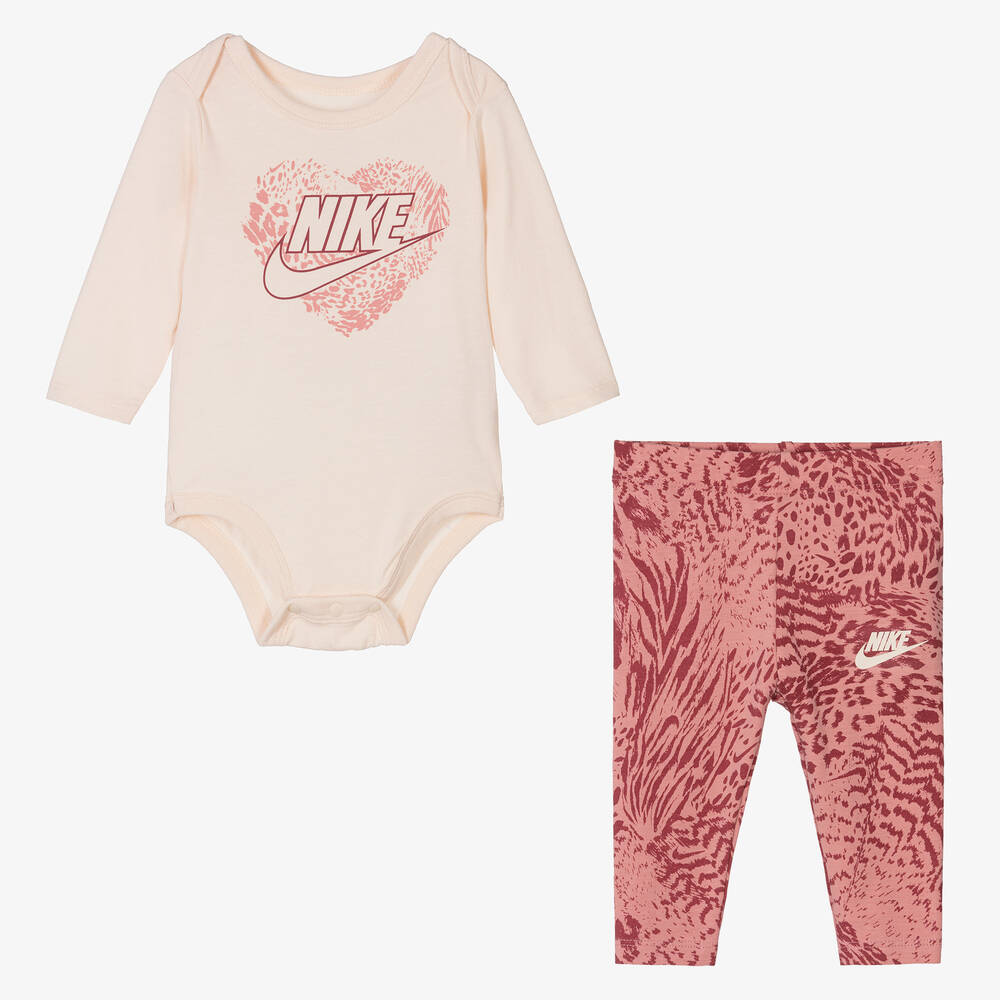 Nike - Baby Girls Pink Cotton Leggings Set | Childrensalon