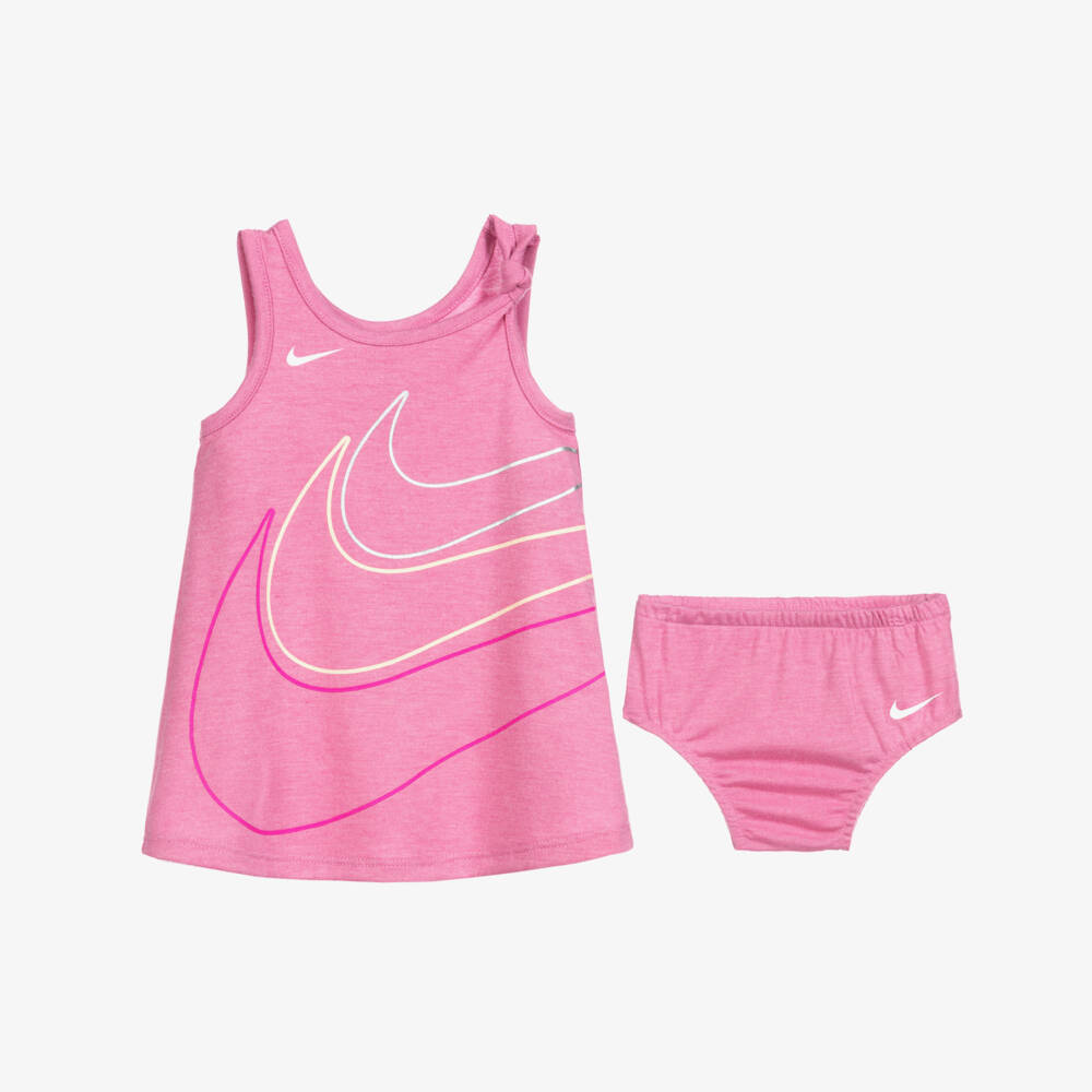 Nike-Baby Girls Pink Logo Dress Set | Childrensalon Outlet