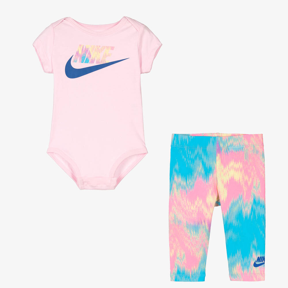 Nike - طقم ليغنغز قطن جيرسي لون زهري للمولودات | Childrensalon