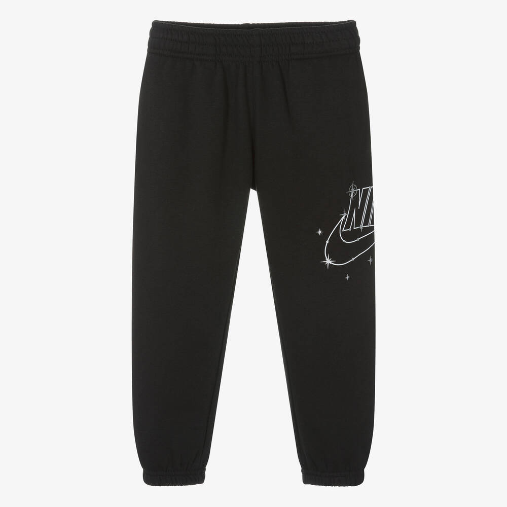 Nike - Black Cotton Silver Stars Joggers | Childrensalon