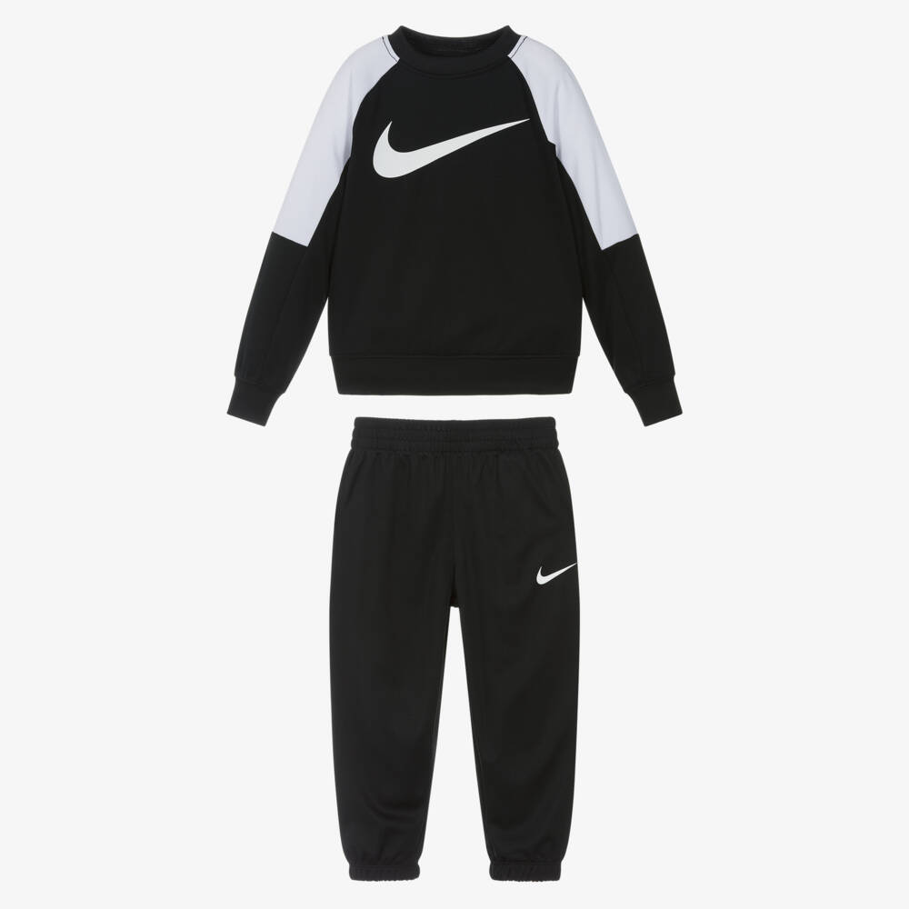 Nike-Black & White Swoosh Logo Dri-FIT Tracksuit | Childrensalon Outlet