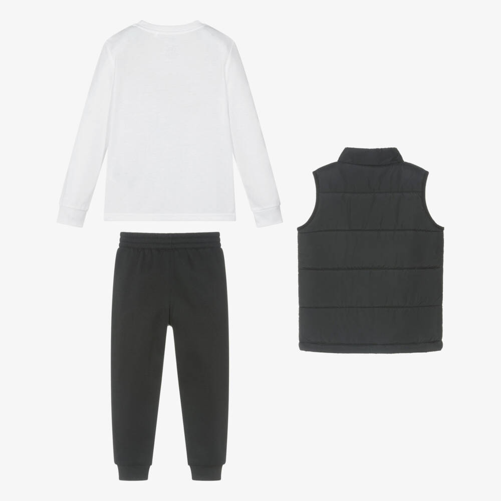 Nike-Black & White Swoosh Logo Gilet & Trouser Set | Childrensalon Outlet