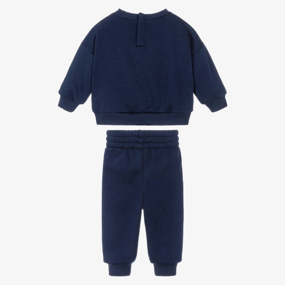 Nike-Blue Cotton Baby Tracksuit with Embroidered Swoosh Logo | Childrensalon Outlet