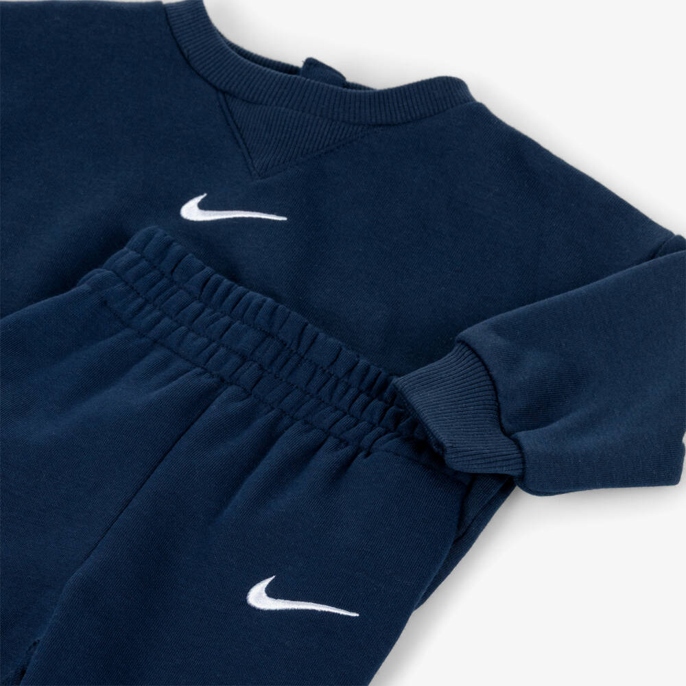 Nike-Blue Cotton Baby Tracksuit with Embroidered Swoosh Logo | Childrensalon Outlet