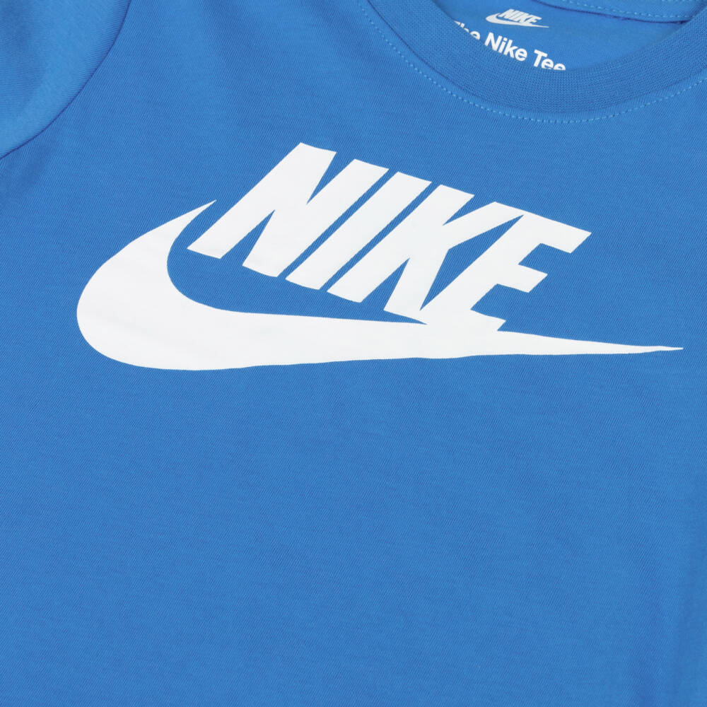 Nike-Blue Cotton Swoosh Logo T-Shirt | Childrensalon Outlet