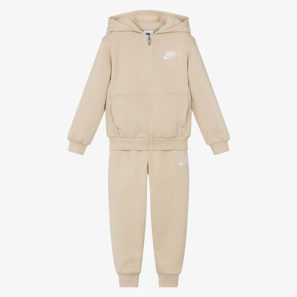 Nike-Boys Beige Emblem Tracksuit Set | Childrensalon Outlet