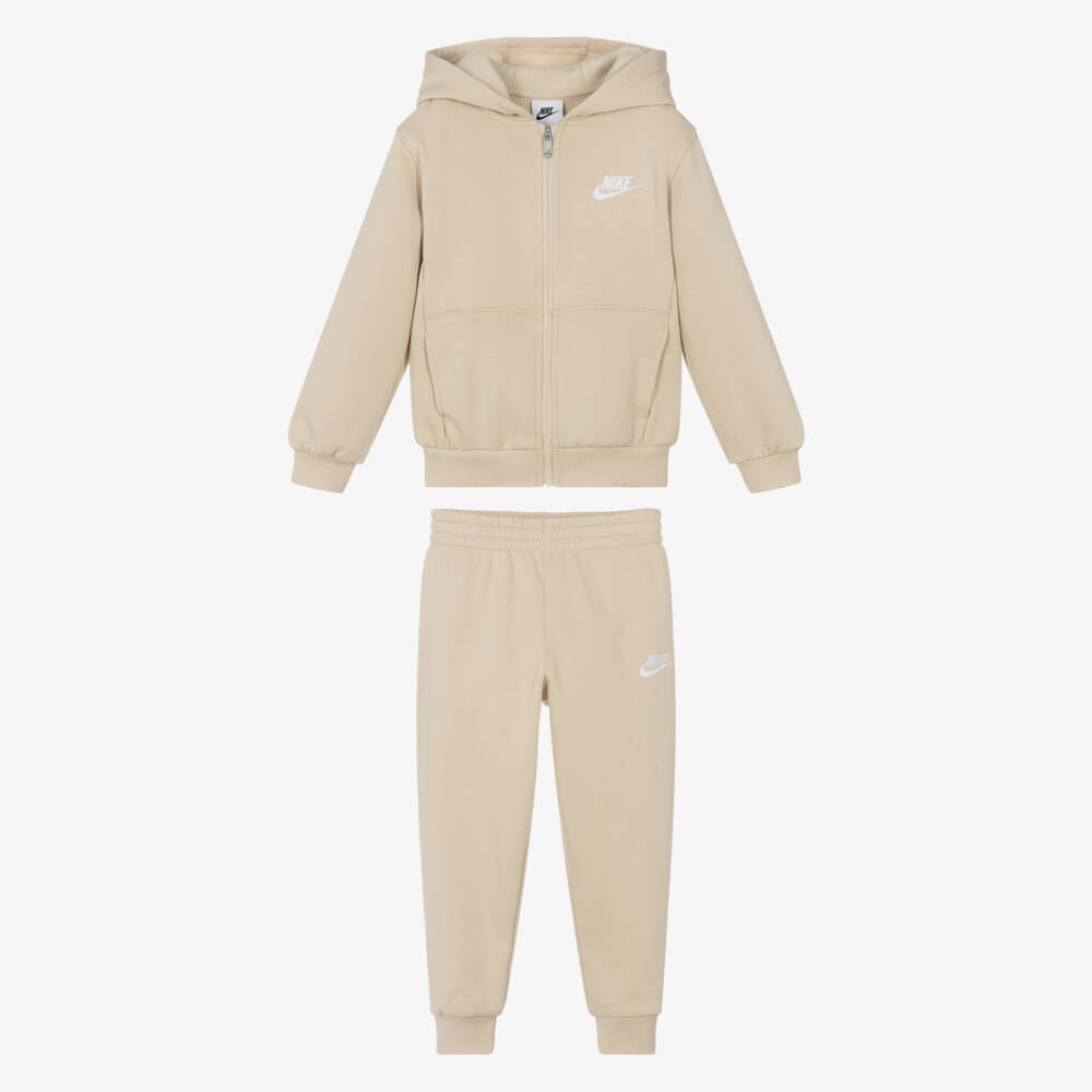 Nike-Boys Beige Emblem Tracksuit Set | Childrensalon Outlet