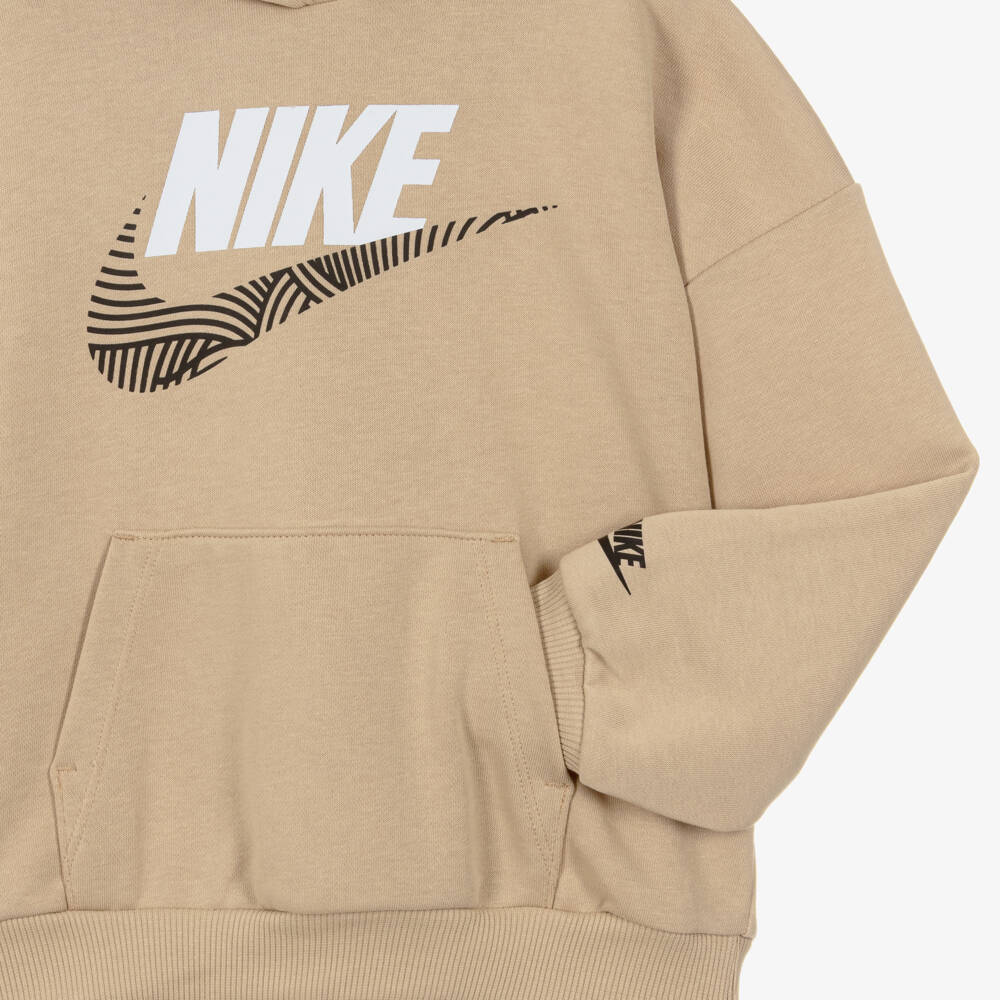 Nike-Boys Beige Tracksuit with Sporty Swoosh Logo Prints | Childrensalon Outlet