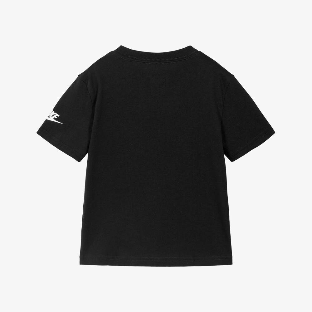 Nike-Boys Black Cotton Swoosh Logo T-Shirt | Childrensalon Outlet