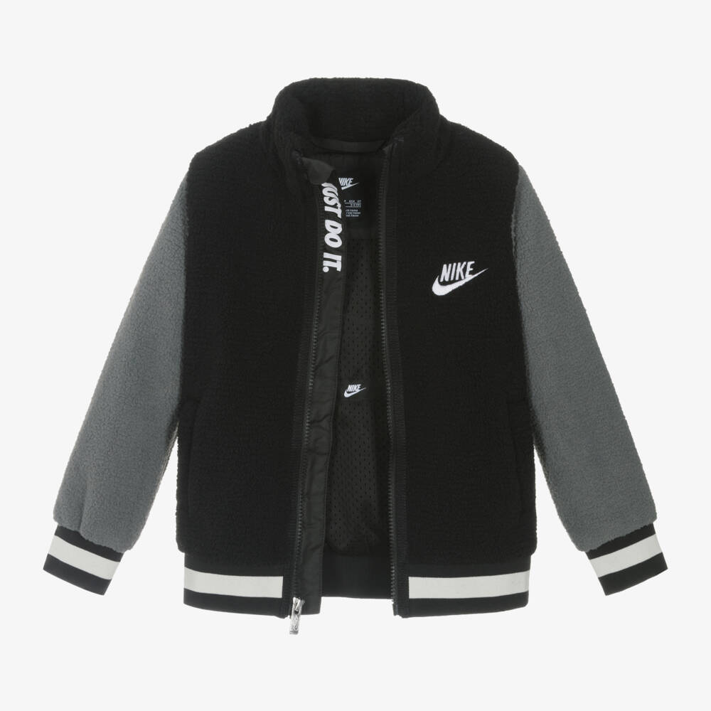 Nike-Boys Black Sherpa Fleece Jacket | Childrensalon Outlet