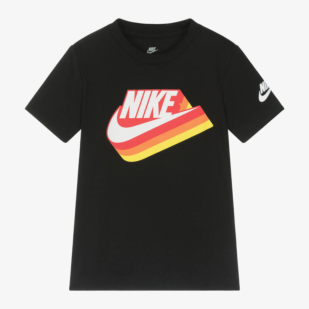 Boys Black Swoosh T Shirt