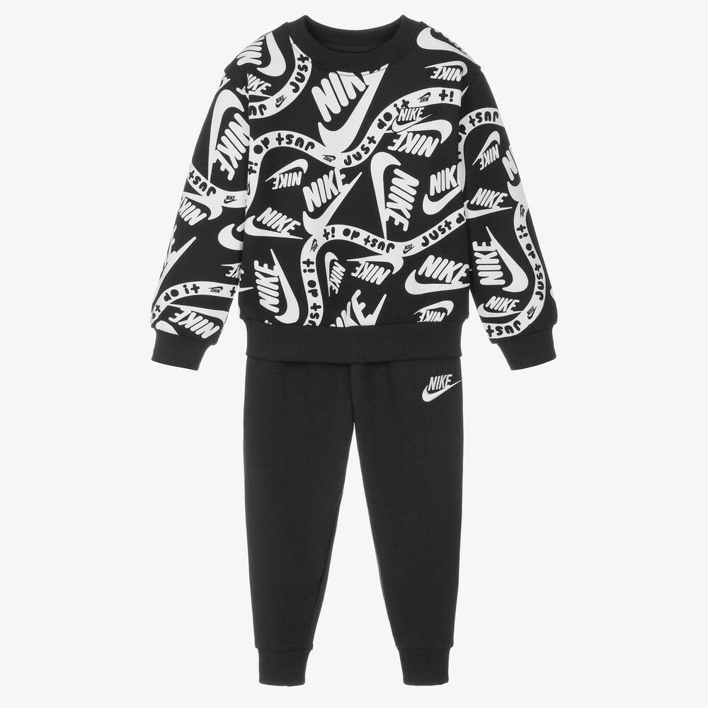 Nike - Boys Black & White Cotton Tracksuit | Childrensalon