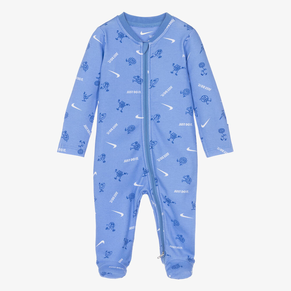 Nike - Grenouillère bleue en coton Swoosh | Childrensalon