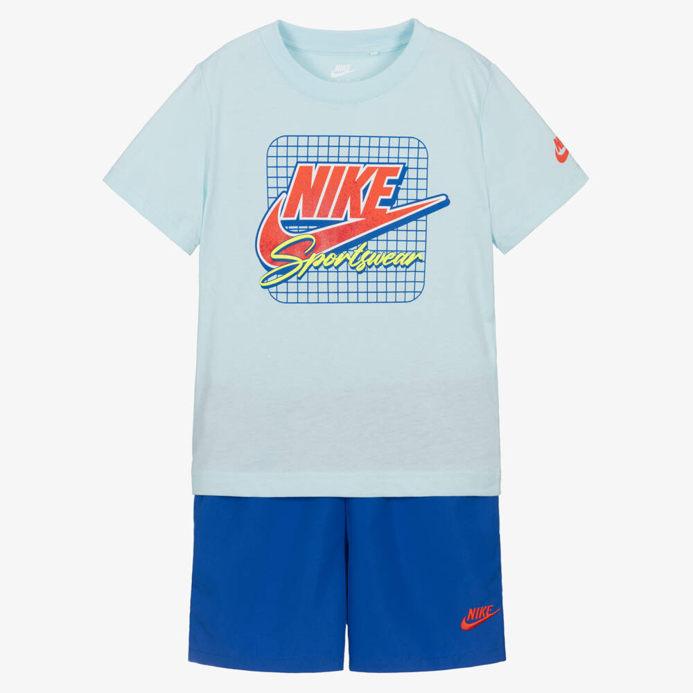 Nike-Boys Blue Duo-Tone Shorts Ensemble | Childrensalon Outlet