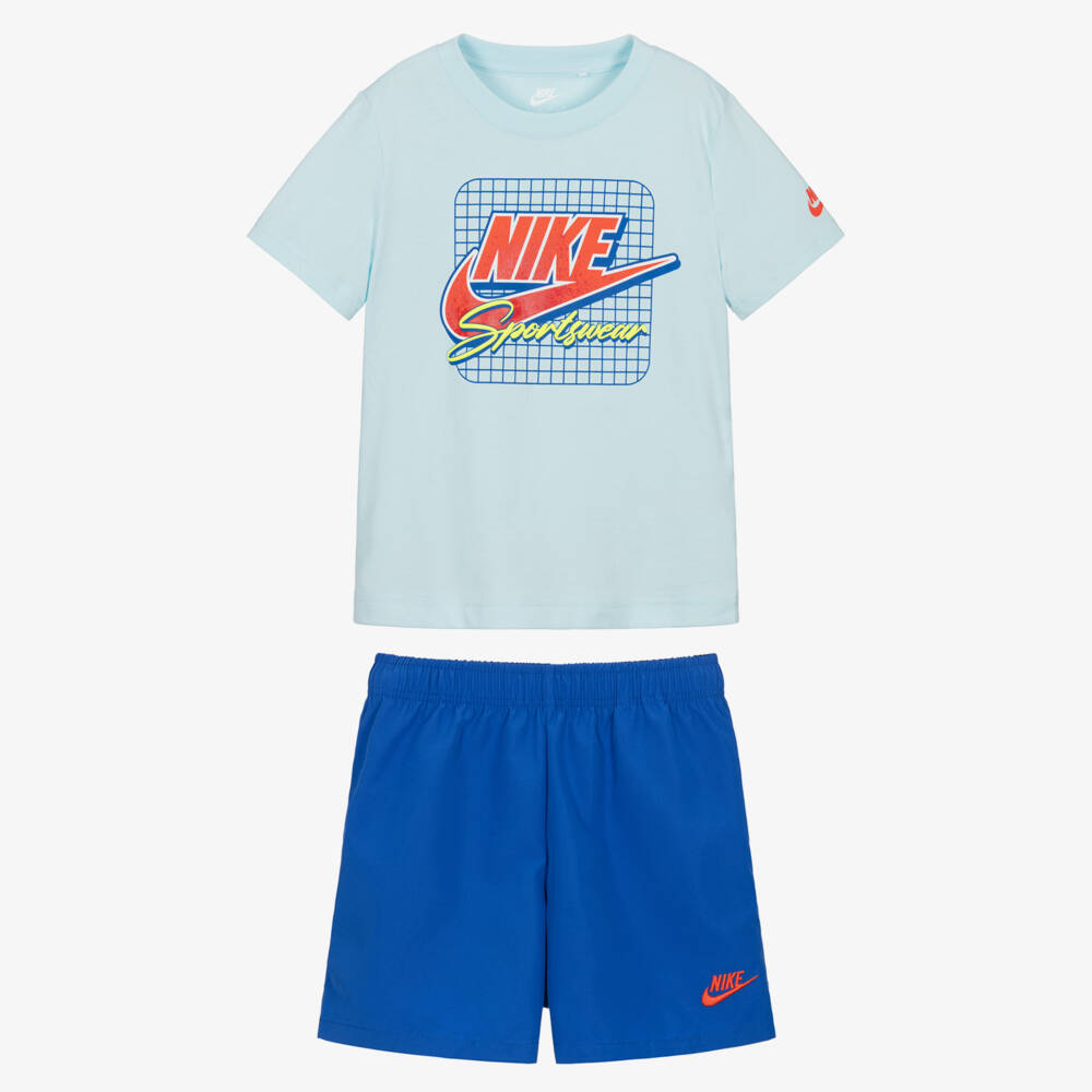 Nike-Boys Blue Duo-Tone Shorts Ensemble | Childrensalon Outlet