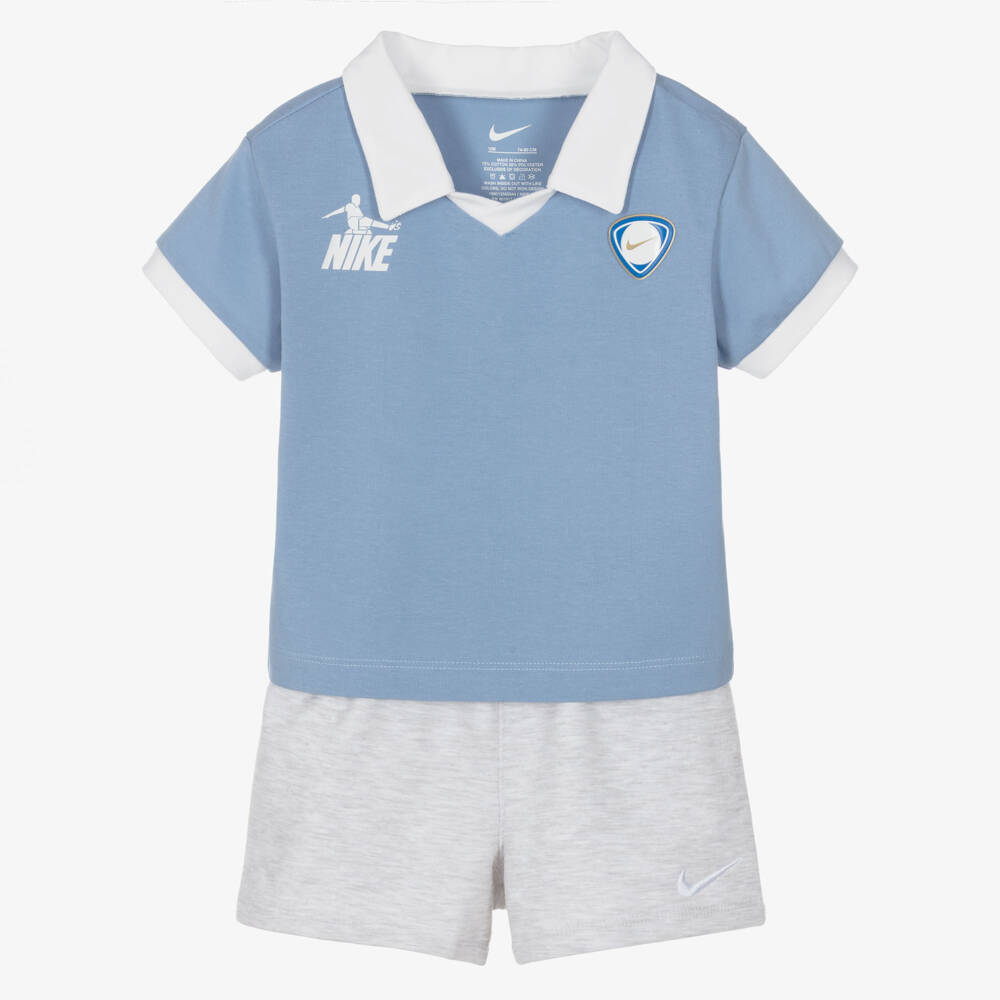 Nike-Boys Blue & Grey Goal Mode Shorts Set | Childrensalon Outlet