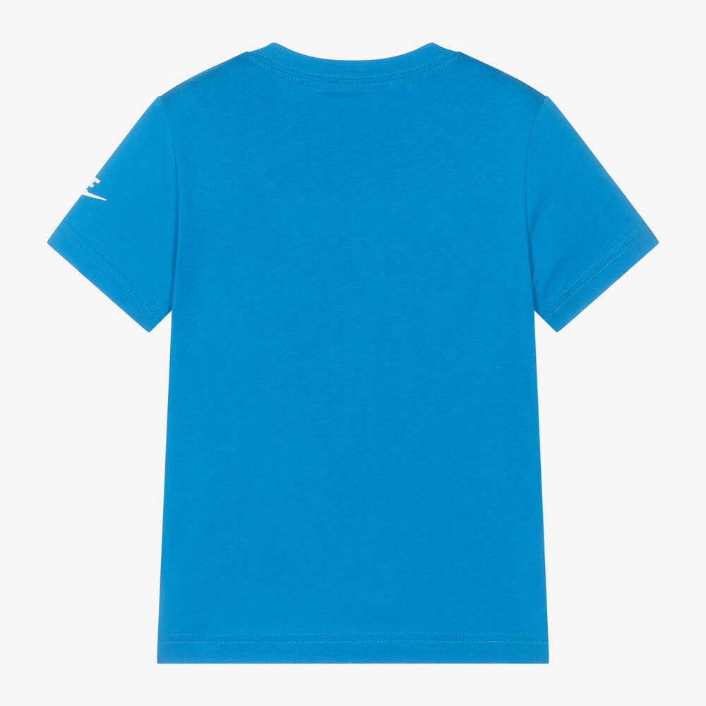 Nike-Boys Blue Logo Cotton Tee | Childrensalon Outlet