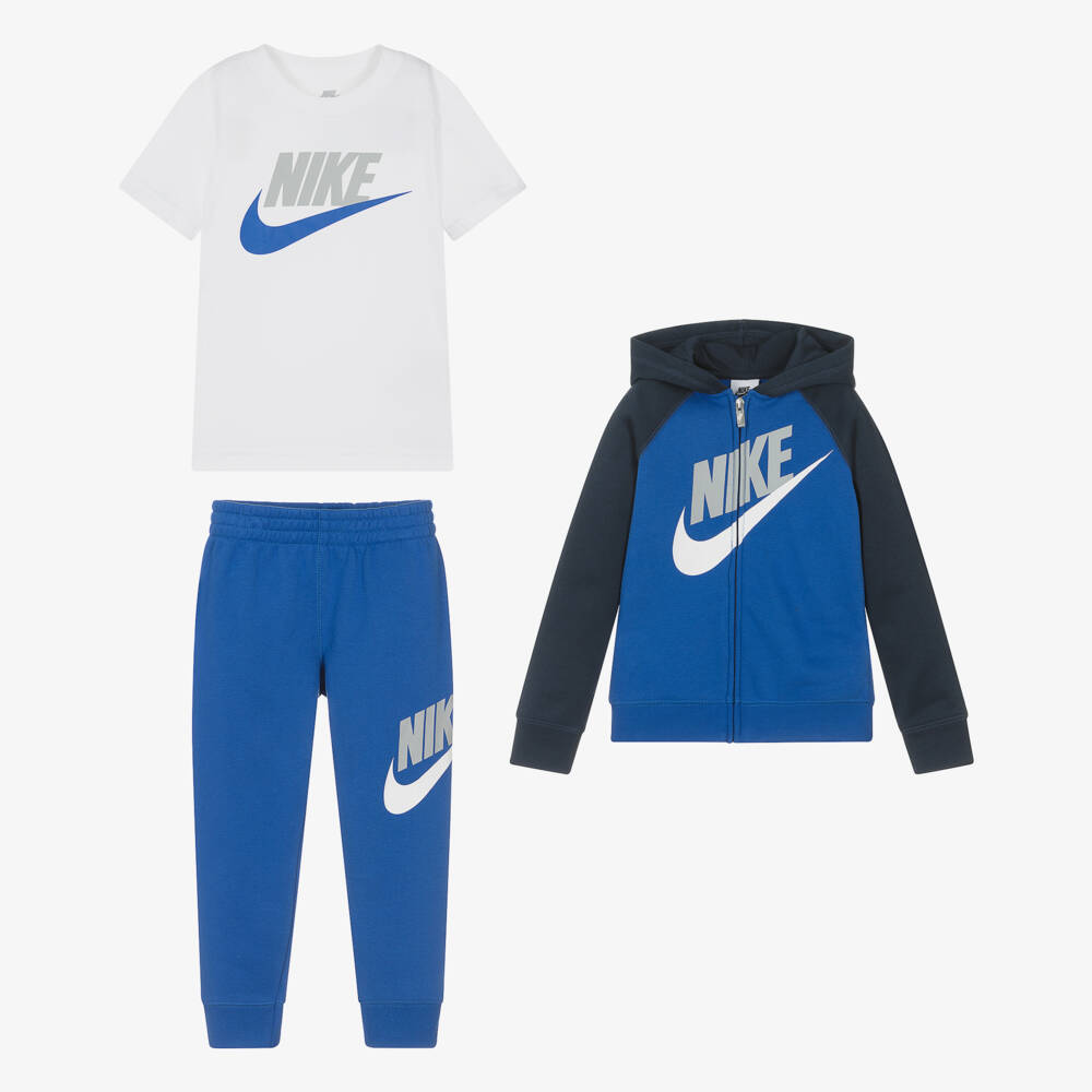 Nike-Boys Blue Swoosh Tracksuit Set | Childrensalon Outlet