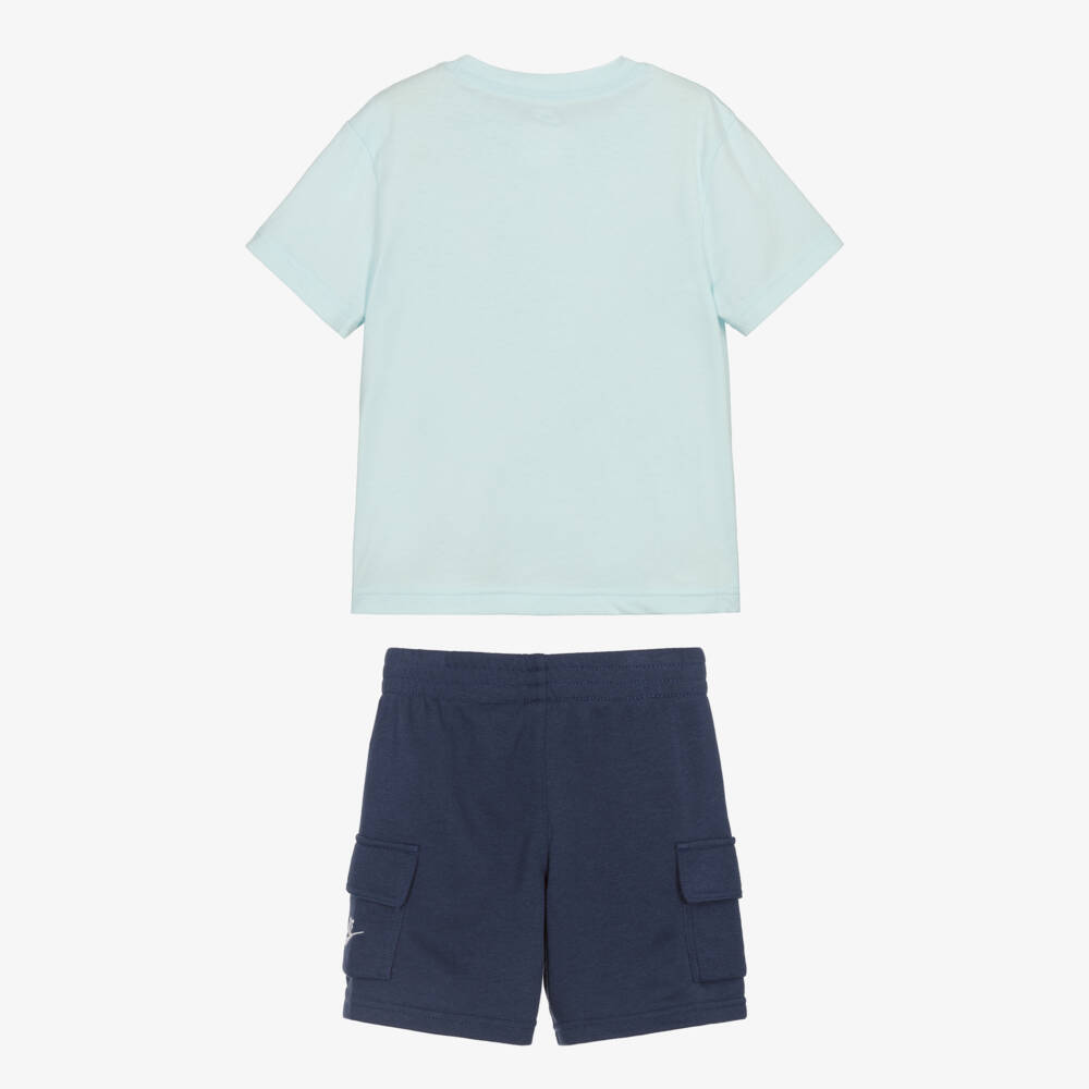 Nike-Boys Blue Two-Tone Shorts Ensemble | Childrensalon Outlet