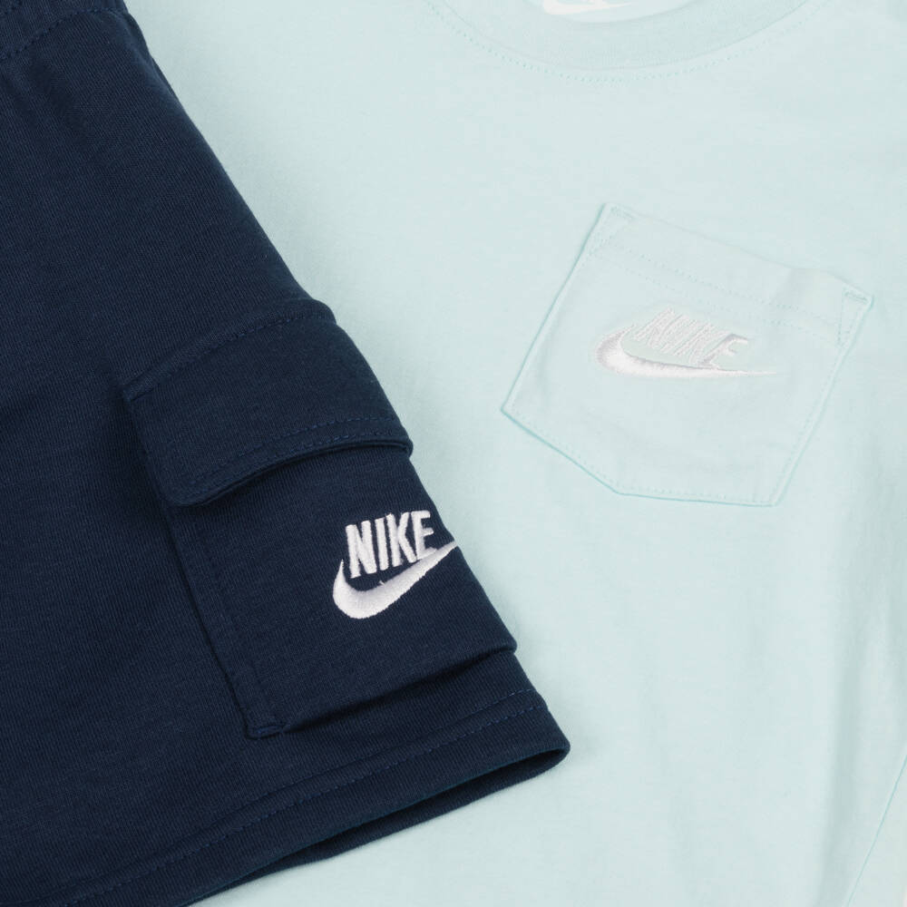 Nike-Boys Blue Two-Tone Shorts Ensemble | Childrensalon Outlet