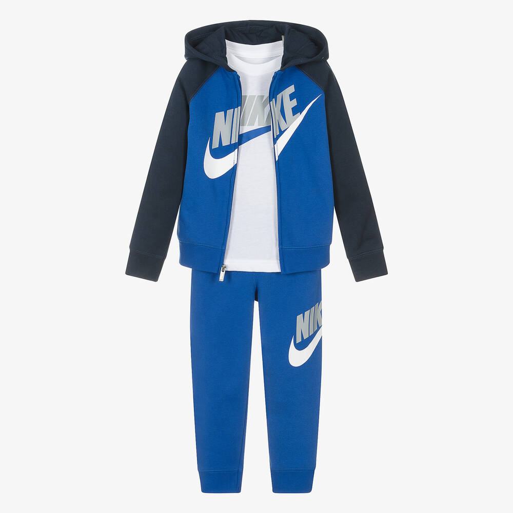Nike - بدلة رياضية قطن جيرسي لون أزرق وأبيض للأولاد | Childrensalon