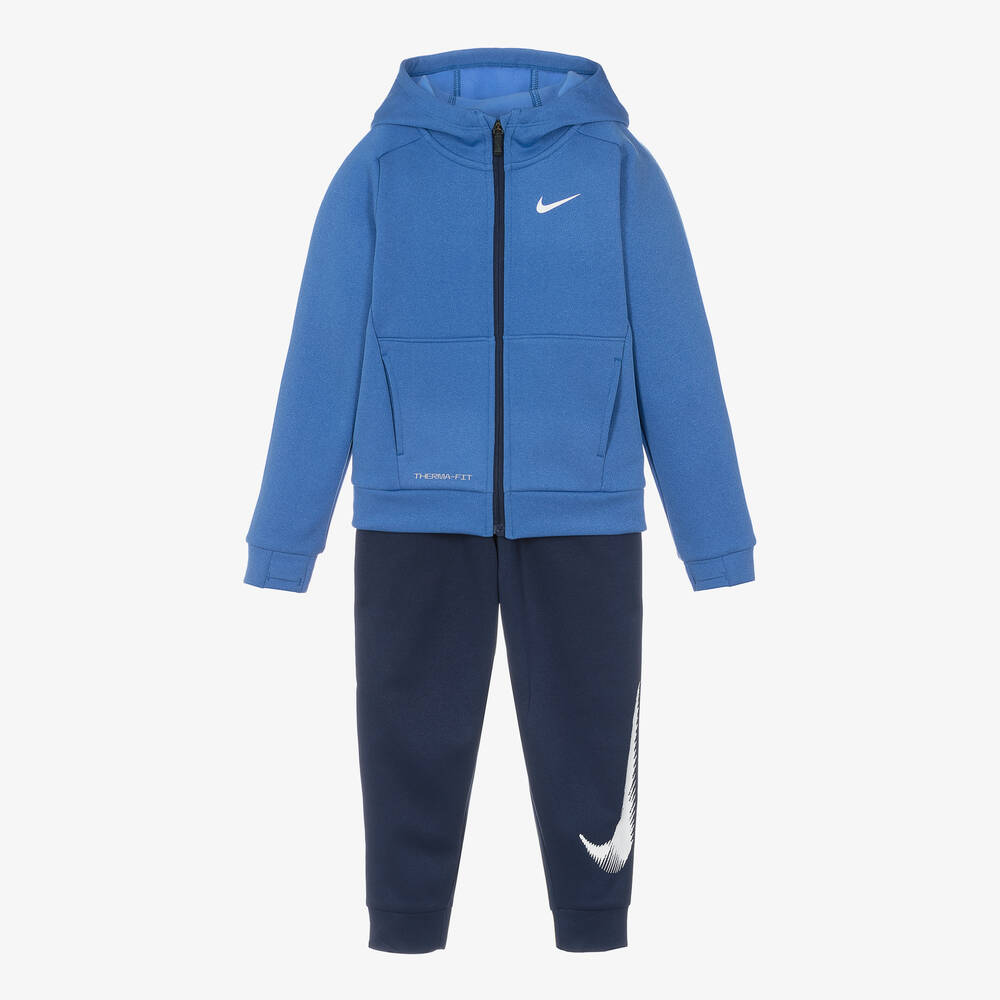 Nike - بدلة رياضية بسحّاب جيرسي لون أزرق وكحلي للأولاد | Childrensalon