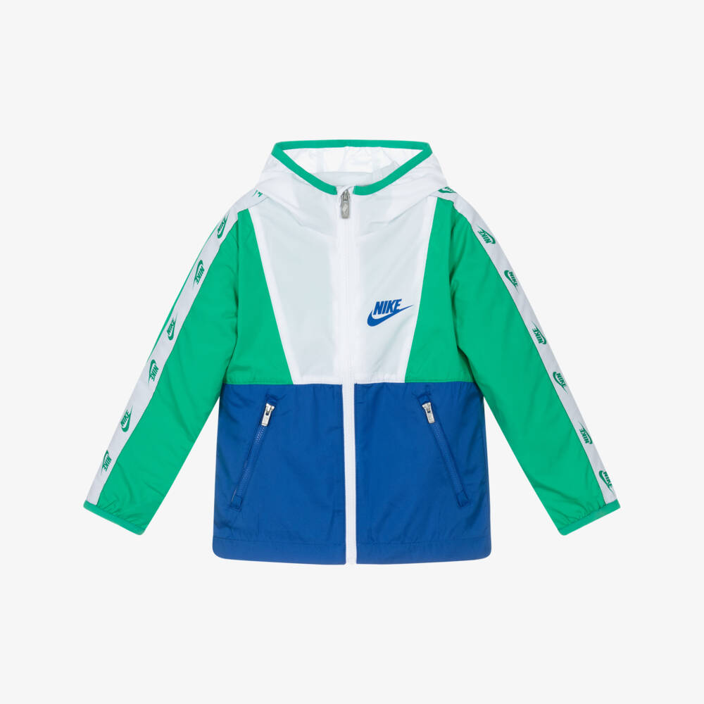 Nike-Boys Green & Blue Colourblock Hooded Jacket | Childrensalon Outlet