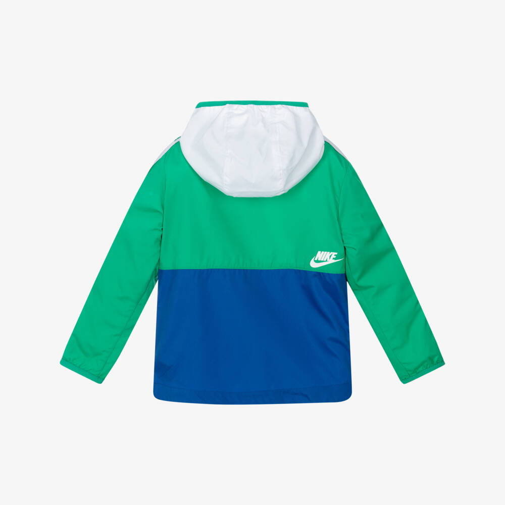 Nike-Boys Green & Blue Colourblock Hooded Jacket | Childrensalon Outlet