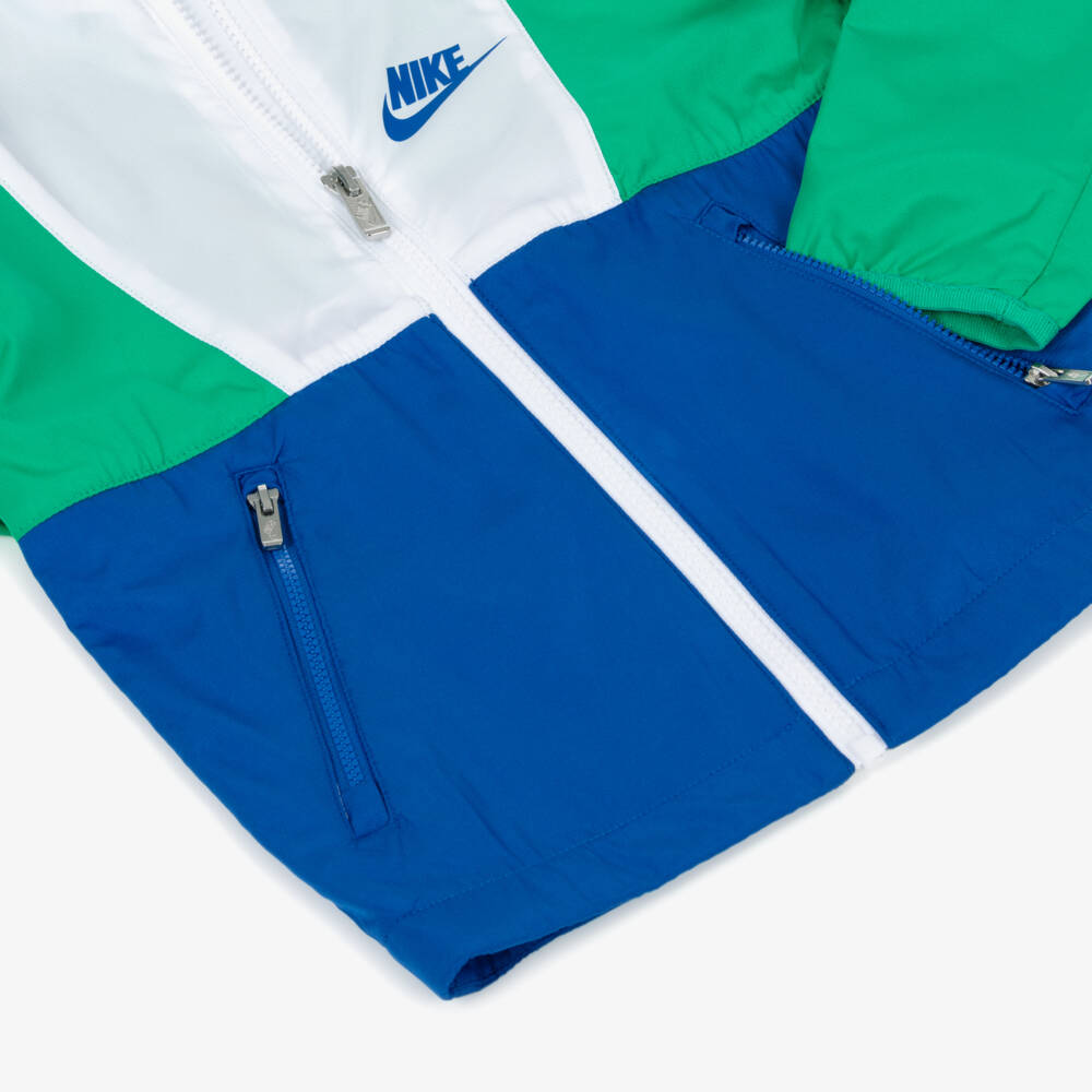 Nike-Boys Green & Blue Colourblock Hooded Jacket | Childrensalon Outlet