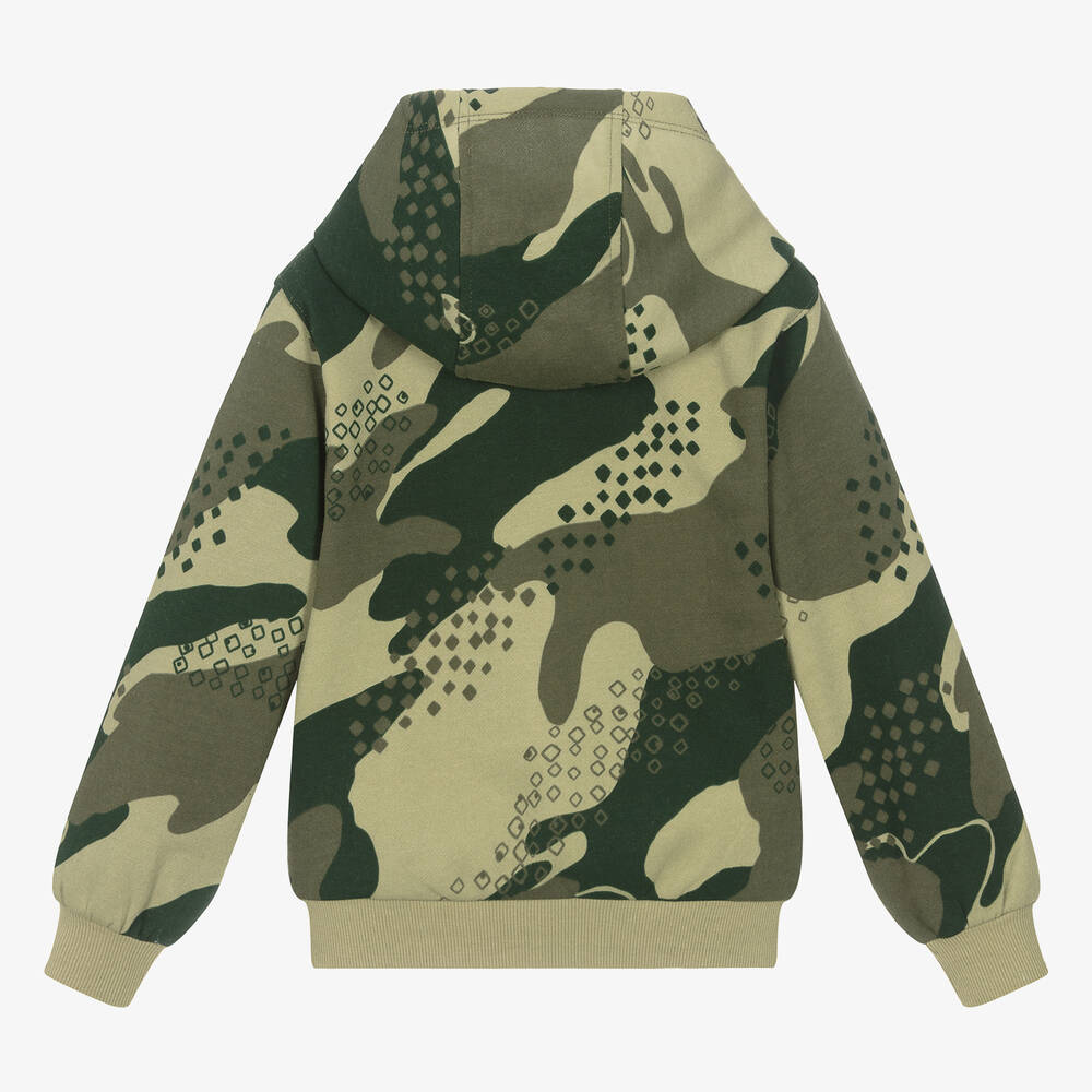 Nike Boys Green Cotton Camouflage Hoodie