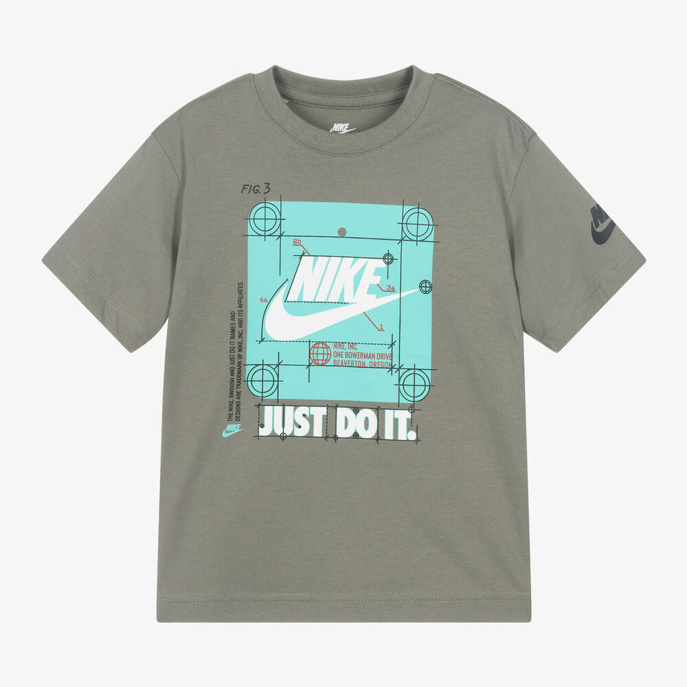 Nike-Boys Green Graphic Print Cotton T-Shirt | Childrensalon Outlet