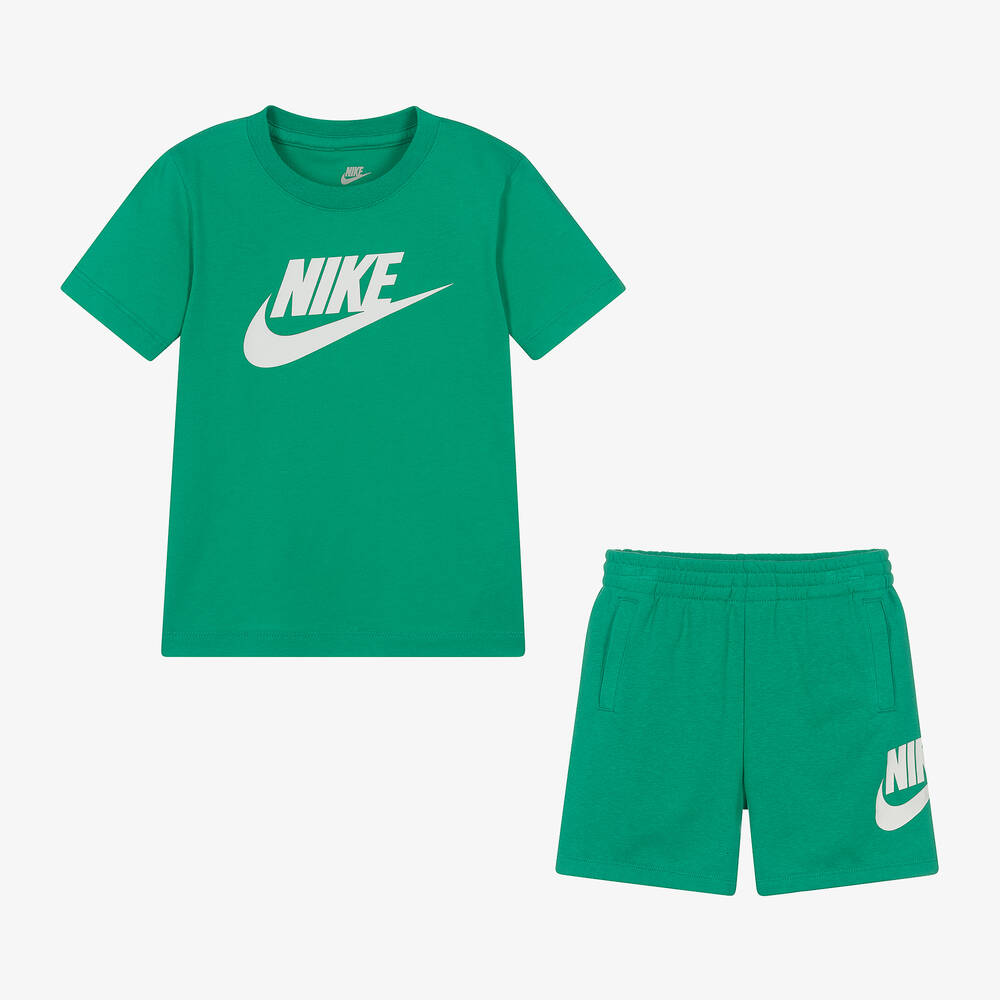 Nike-Boys Green Swoosh Shorts Set | Childrensalon Outlet