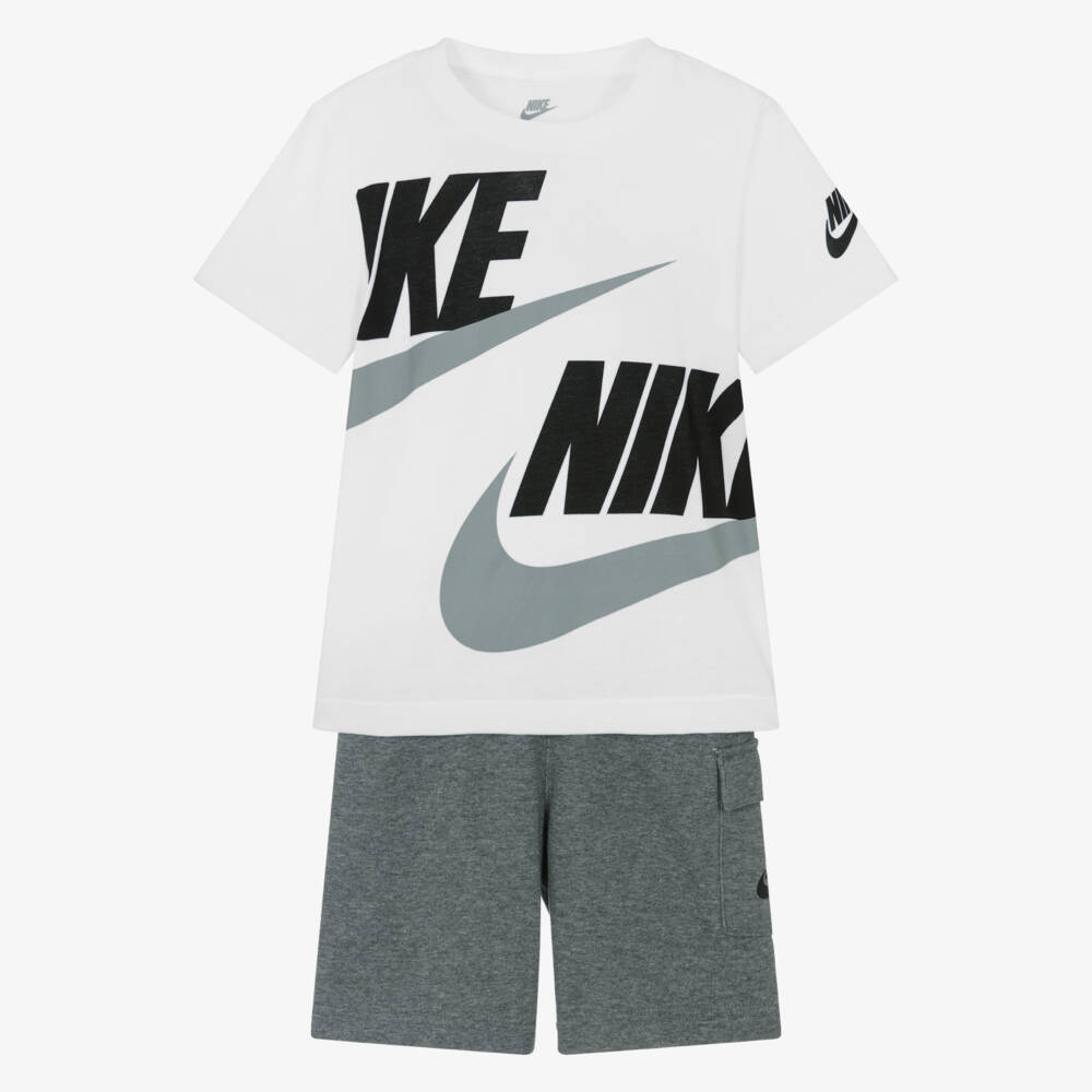 Nike-Костюм серый и белый с логотипом для мальчиков | Childrensalon Outlet