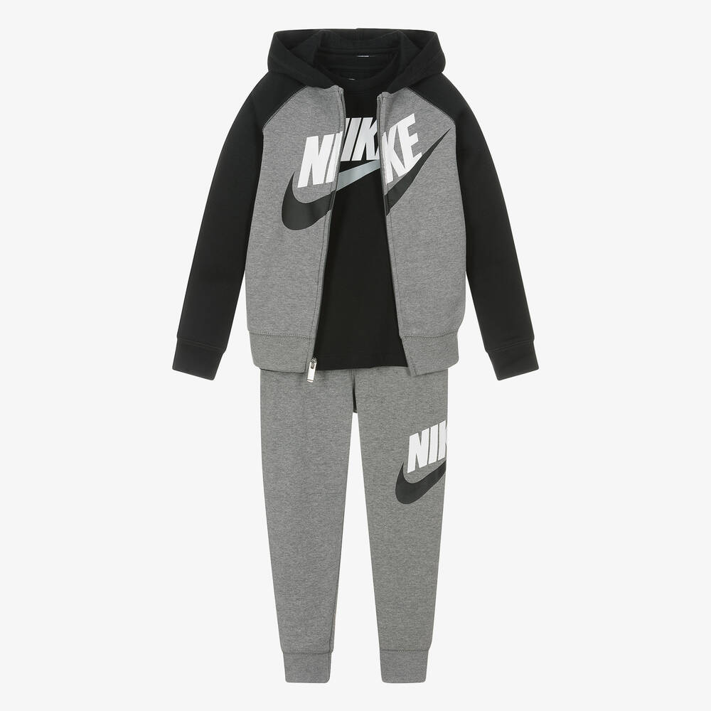 Nike - Boys Grey & Black Cotton Tracksuit | Childrensalon