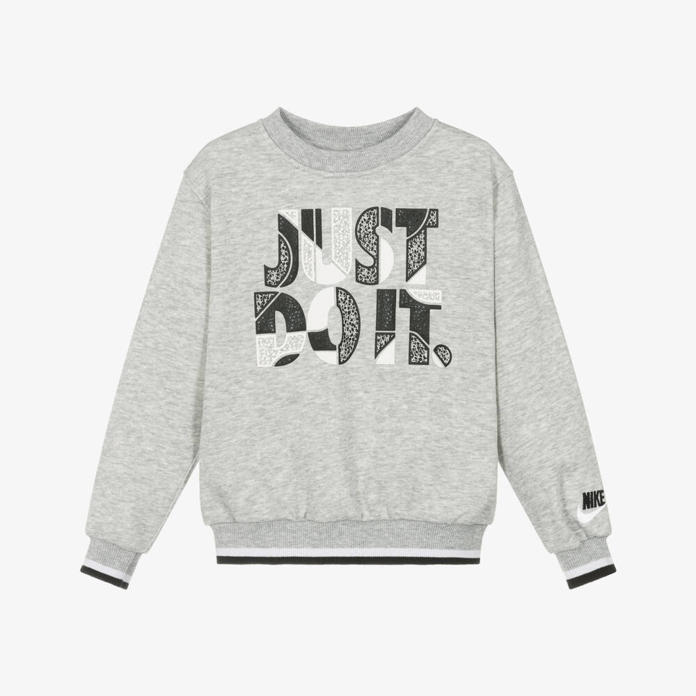 Nike-Boys Grey Graphic Cotton Jumper | Childrensalon Outlet