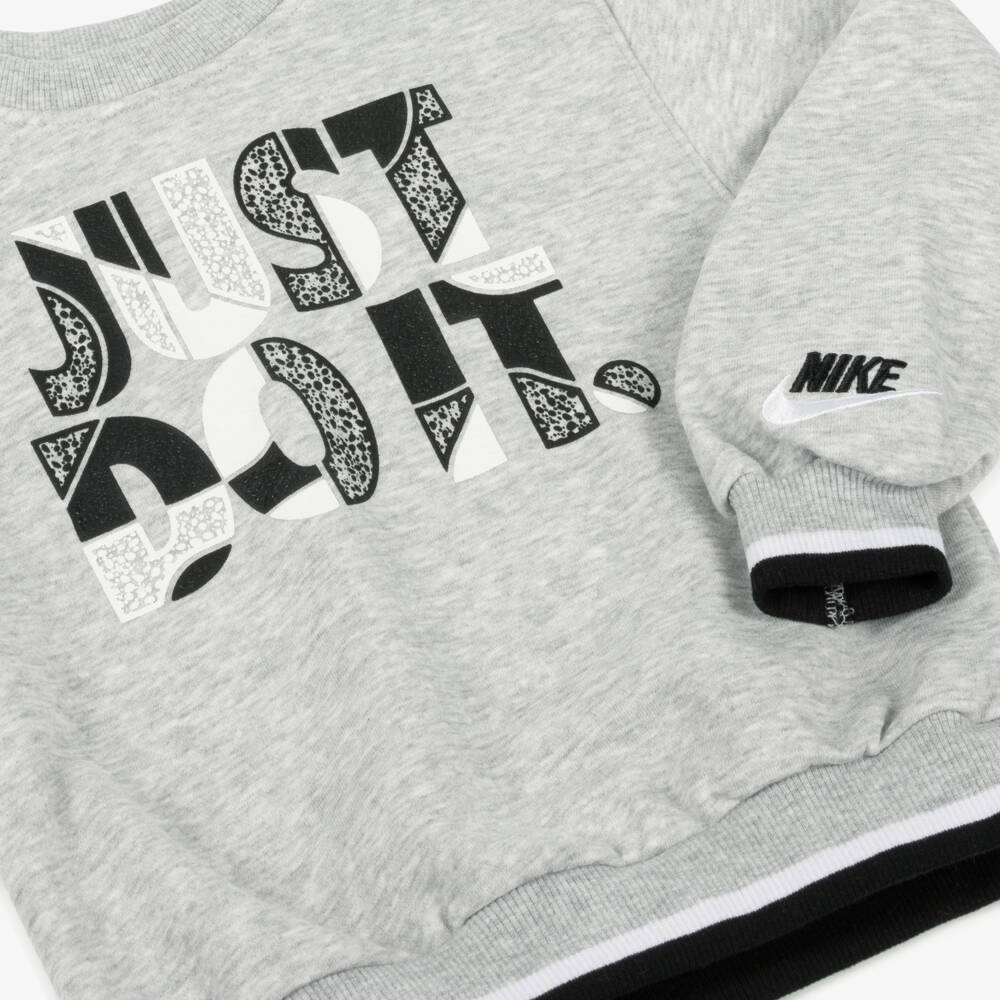 Nike-Boys Grey Graphic Cotton Jumper | Childrensalon Outlet