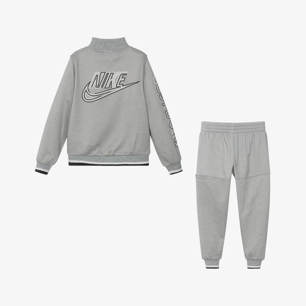 Nike-Boys Grey Iconic Emblem Tracksuit | Childrensalon Outlet