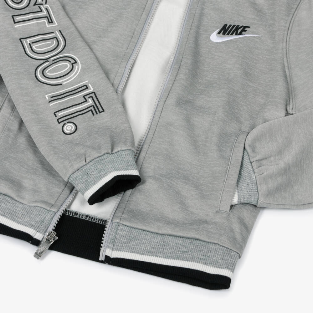 Nike-Boys Grey Iconic Emblem Tracksuit | Childrensalon Outlet