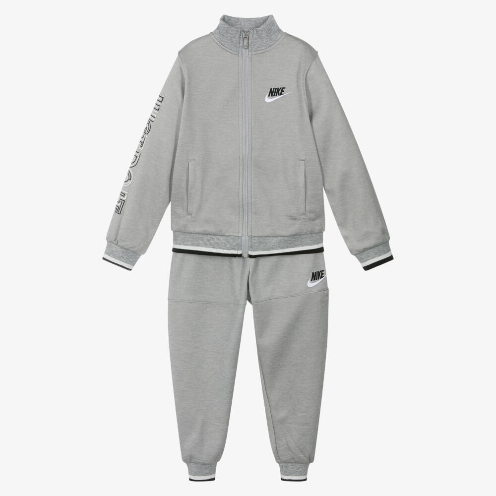 Nike-Boys Grey Iconic Emblem Tracksuit | Childrensalon Outlet