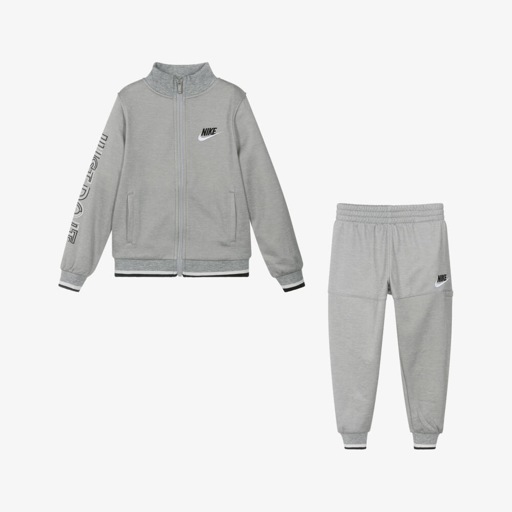 Nike-Boys Grey Iconic Emblem Tracksuit | Childrensalon Outlet