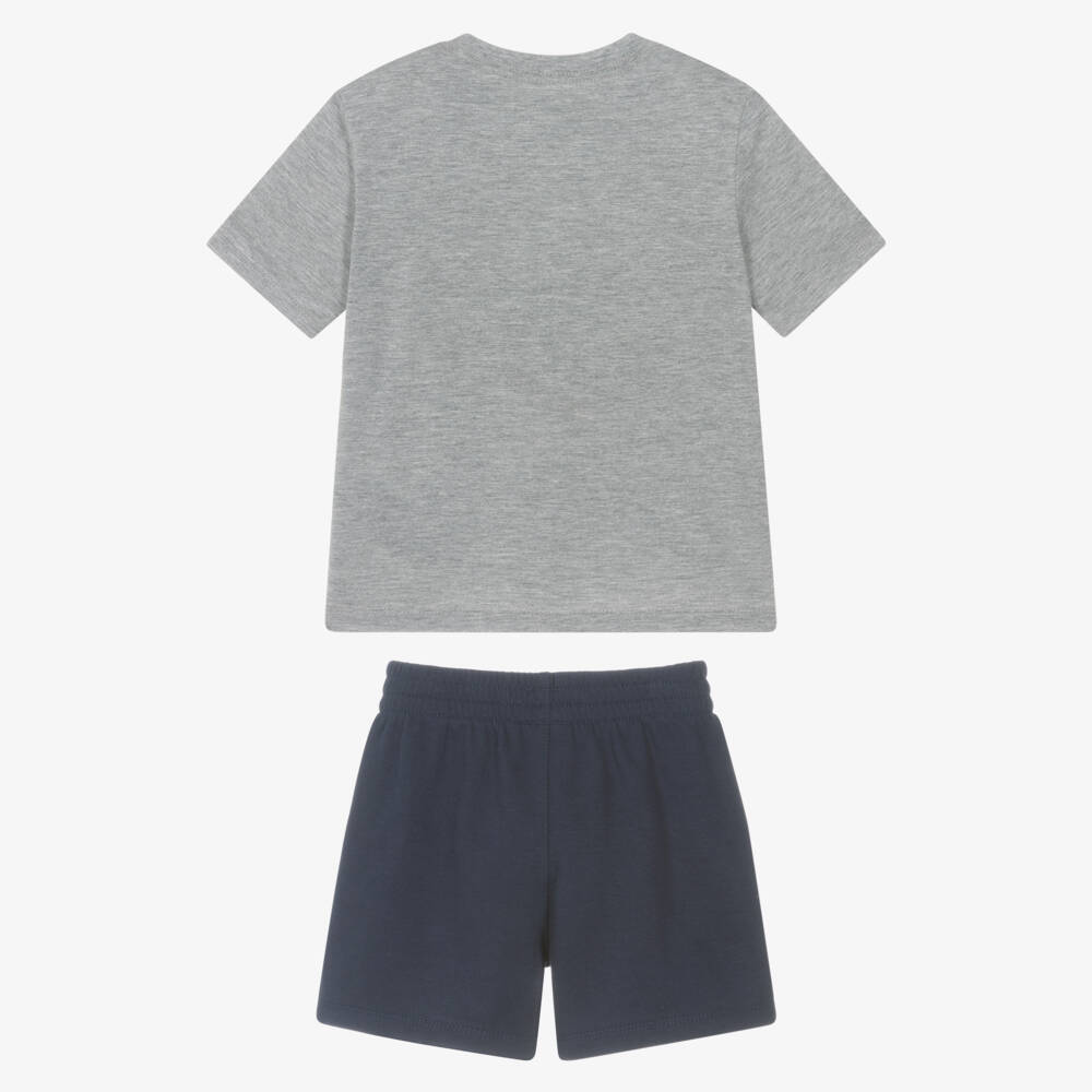 Nike-Boys Grey & Navy Blue Swoosh Logo Shorts Set | Childrensalon Outlet