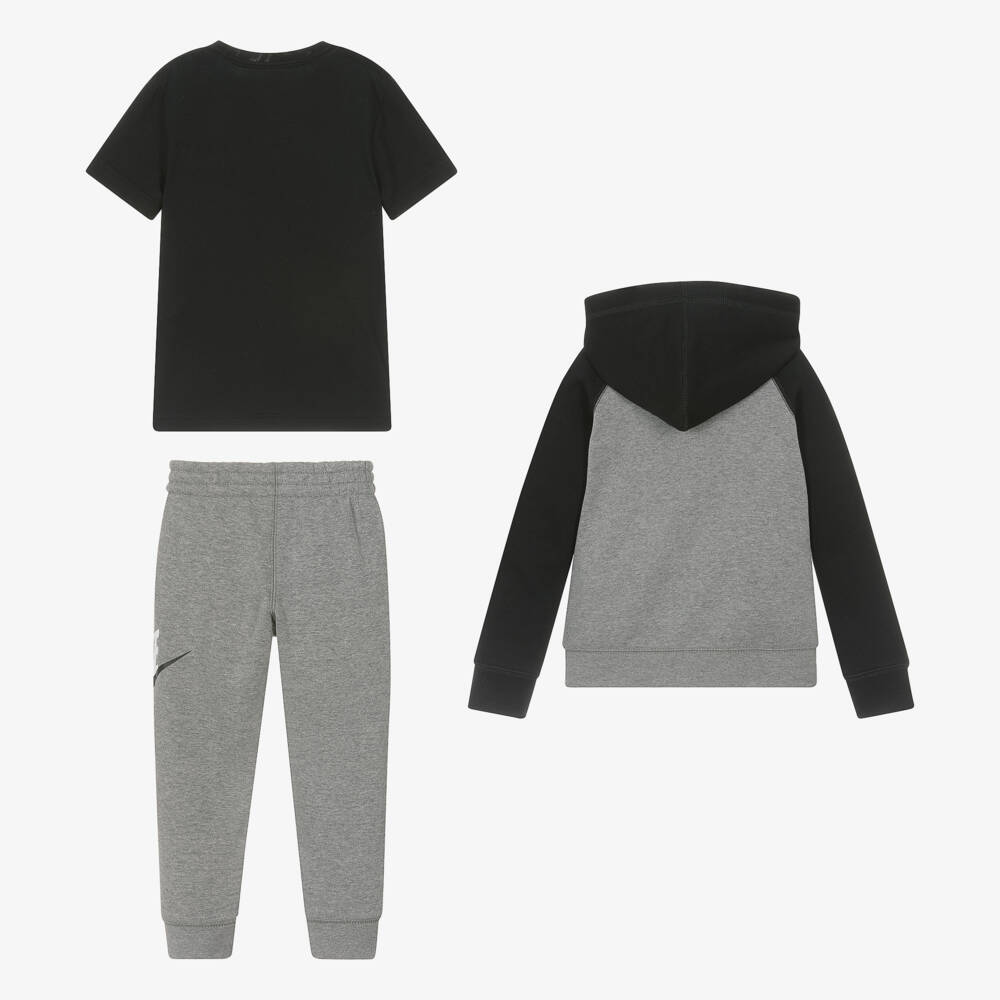 Nike-Boys Grey Swoosh Tracksuit Set | Childrensalon Outlet